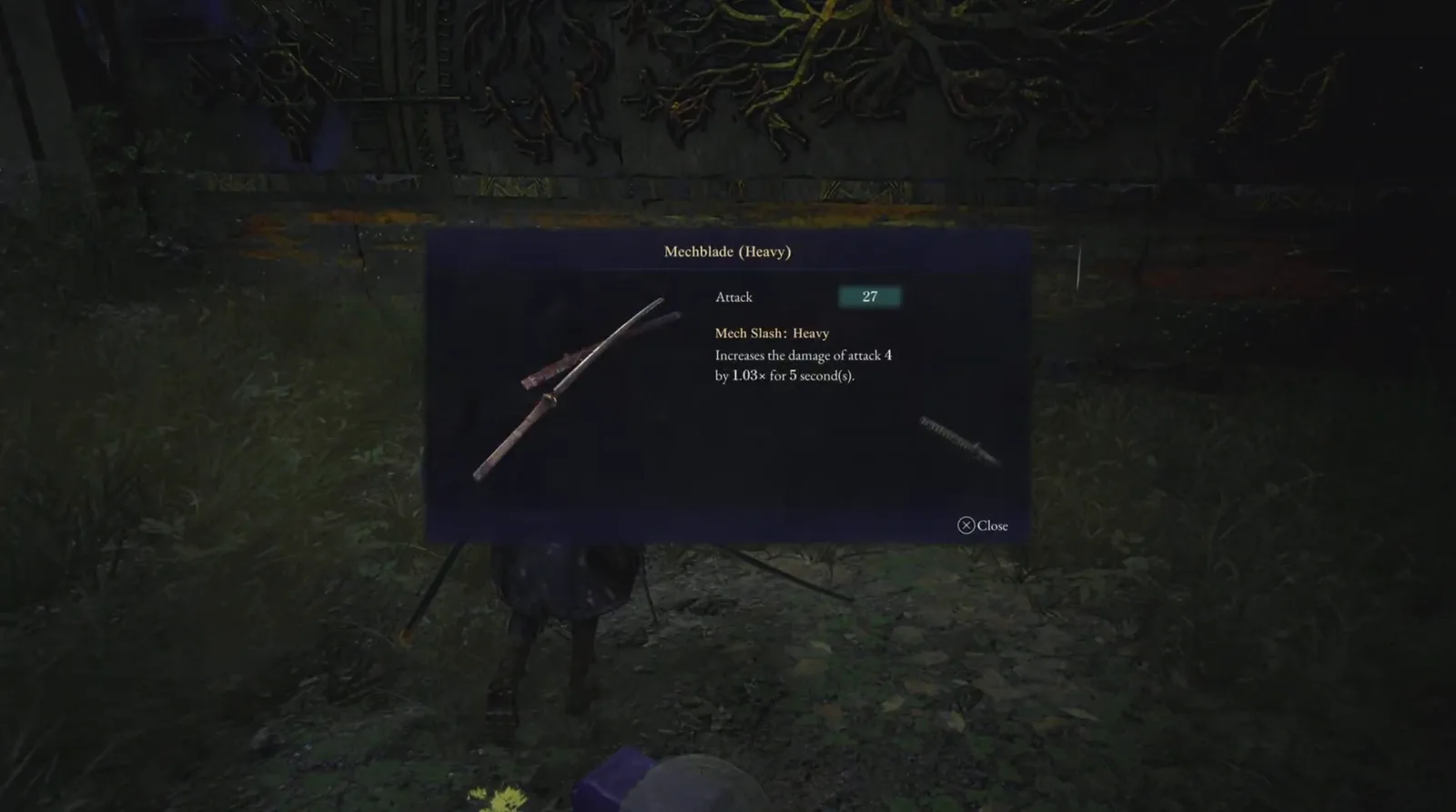Mechblade Heavy pickup card showing its attack and heavy slash effect